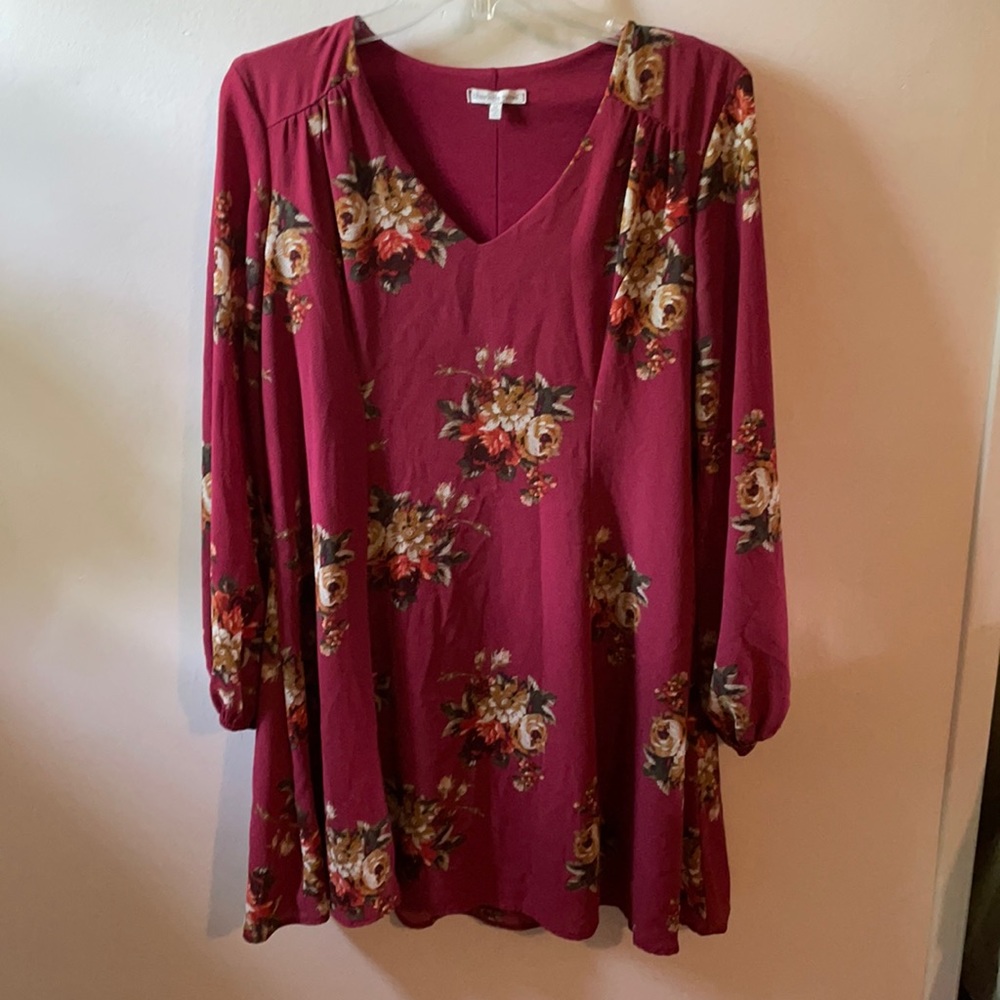 Maroon flowered dress